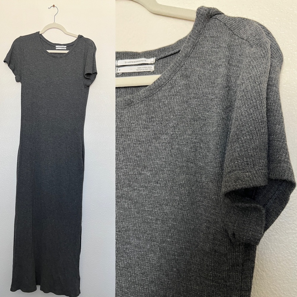 Anthro gray thermal maxi dress w/ pockets